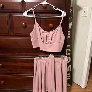Elegant Pink Women's Skirt Set